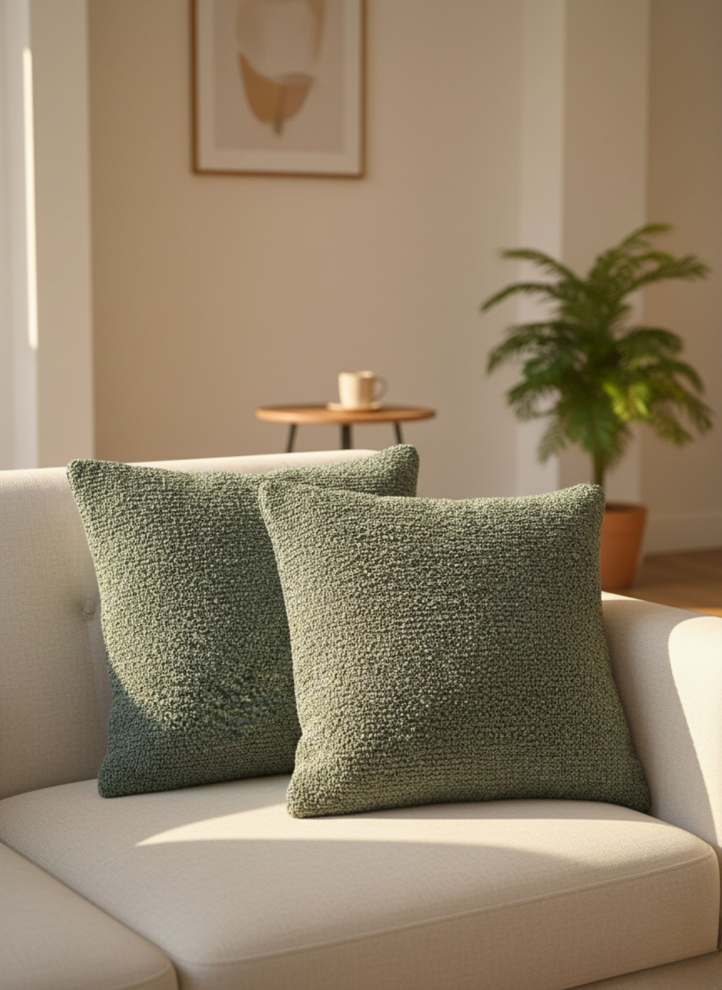 Olive Green Textured Cotton Cushion Cover – Minimal Solid Style