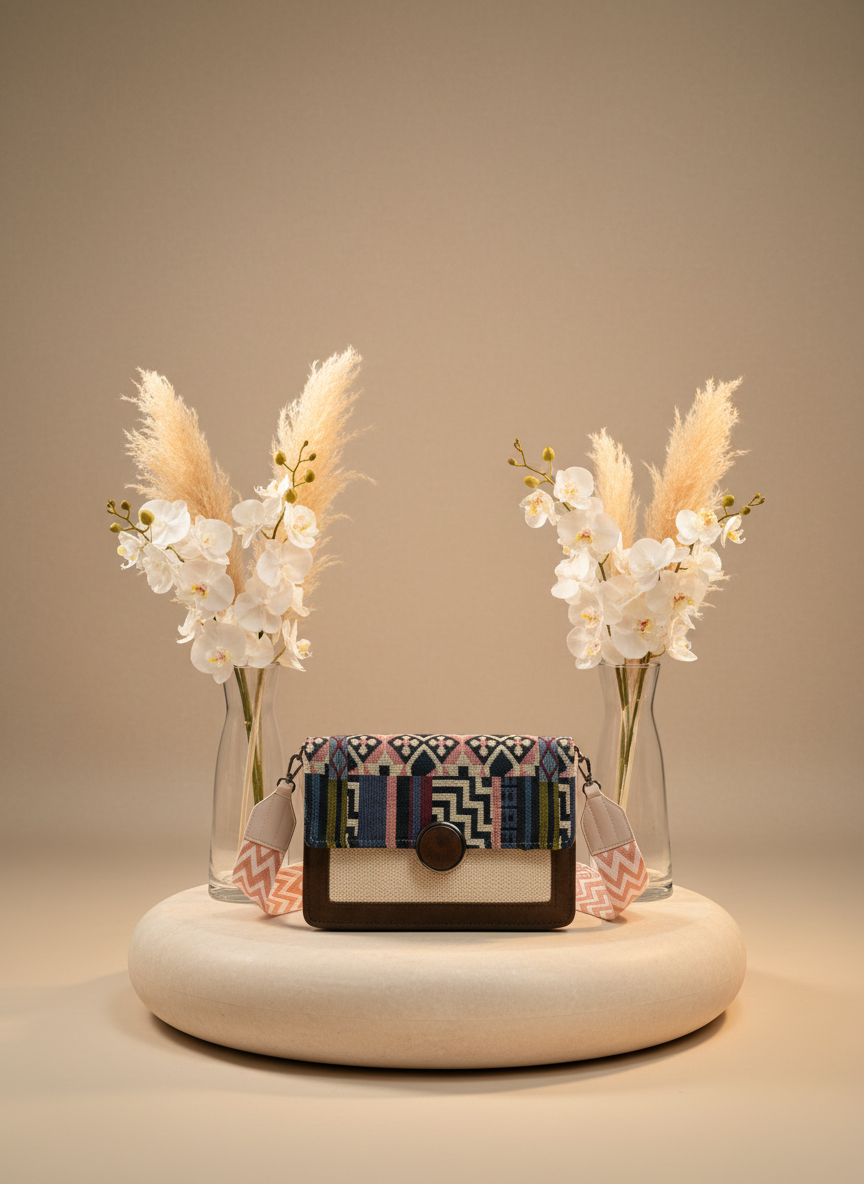 Digo & Beige Multicolor Tribal Sling Bag