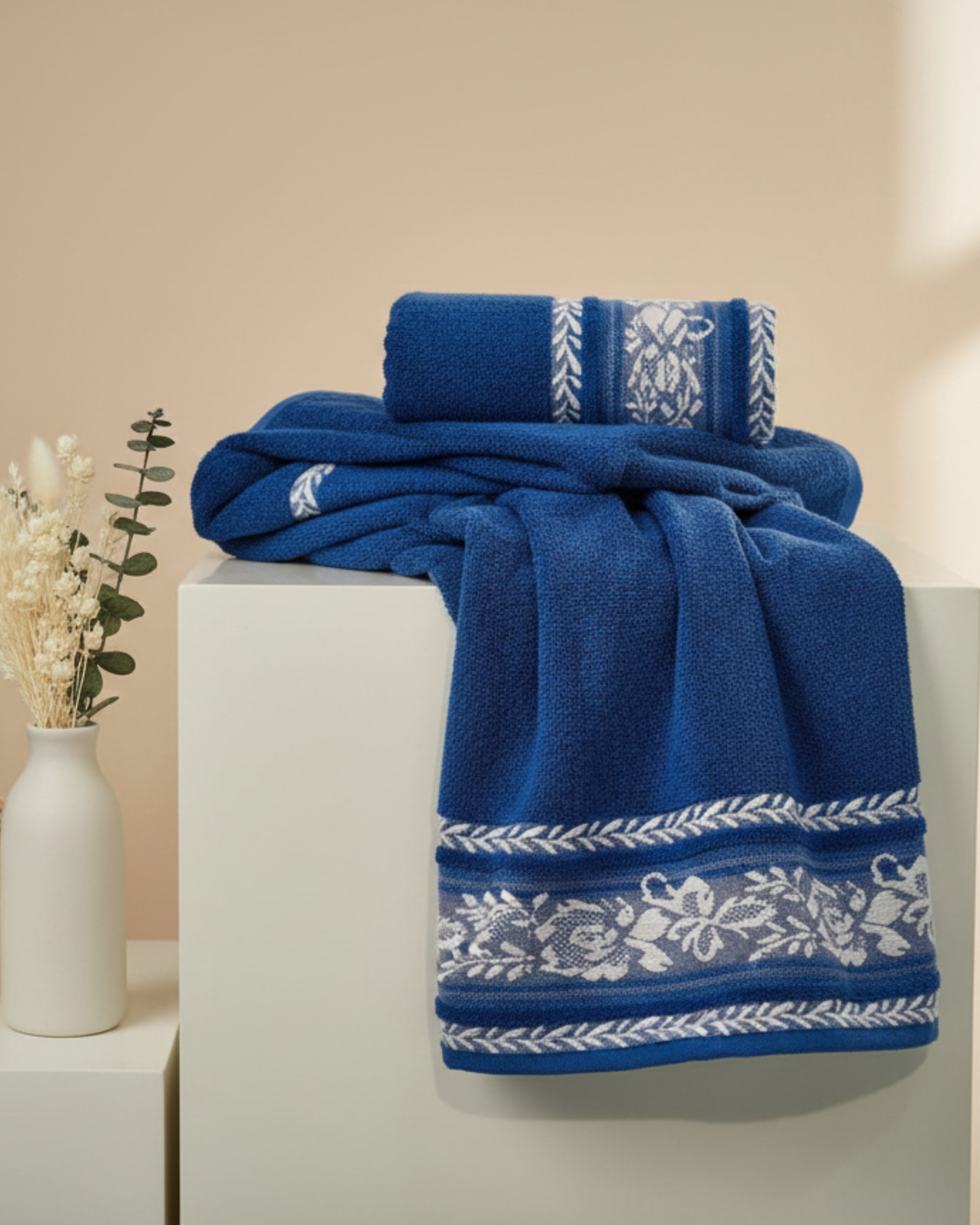 Royal Blue Heritage Cotton Hand Towel