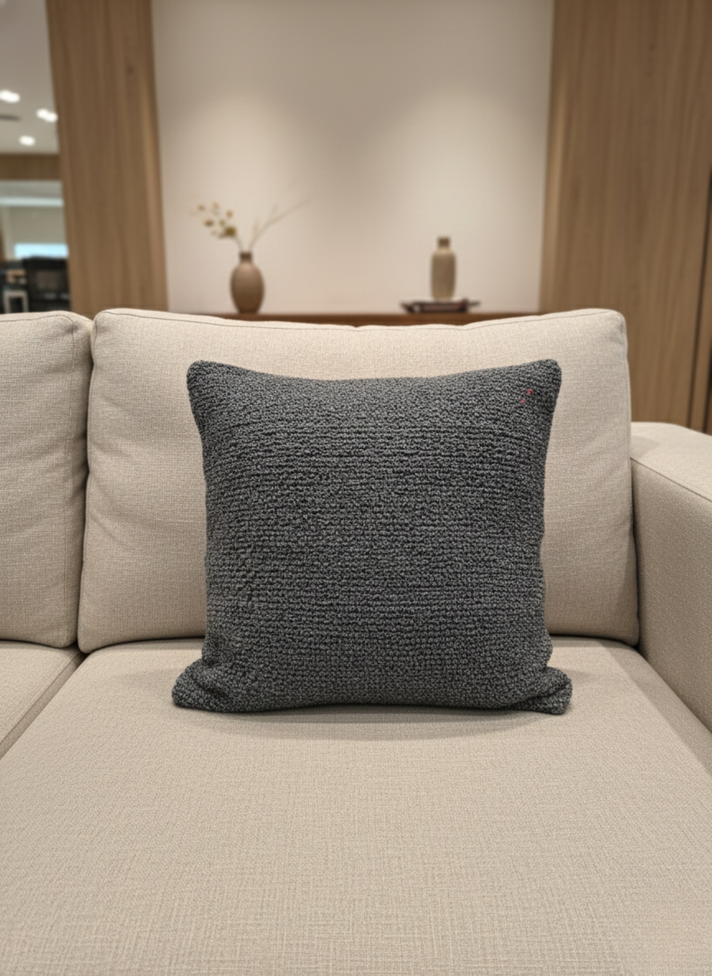 Grey Textured Cotton Cushion Cover – Solid Minimal Design