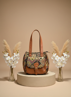 Tan Brown Boho Print Handbag