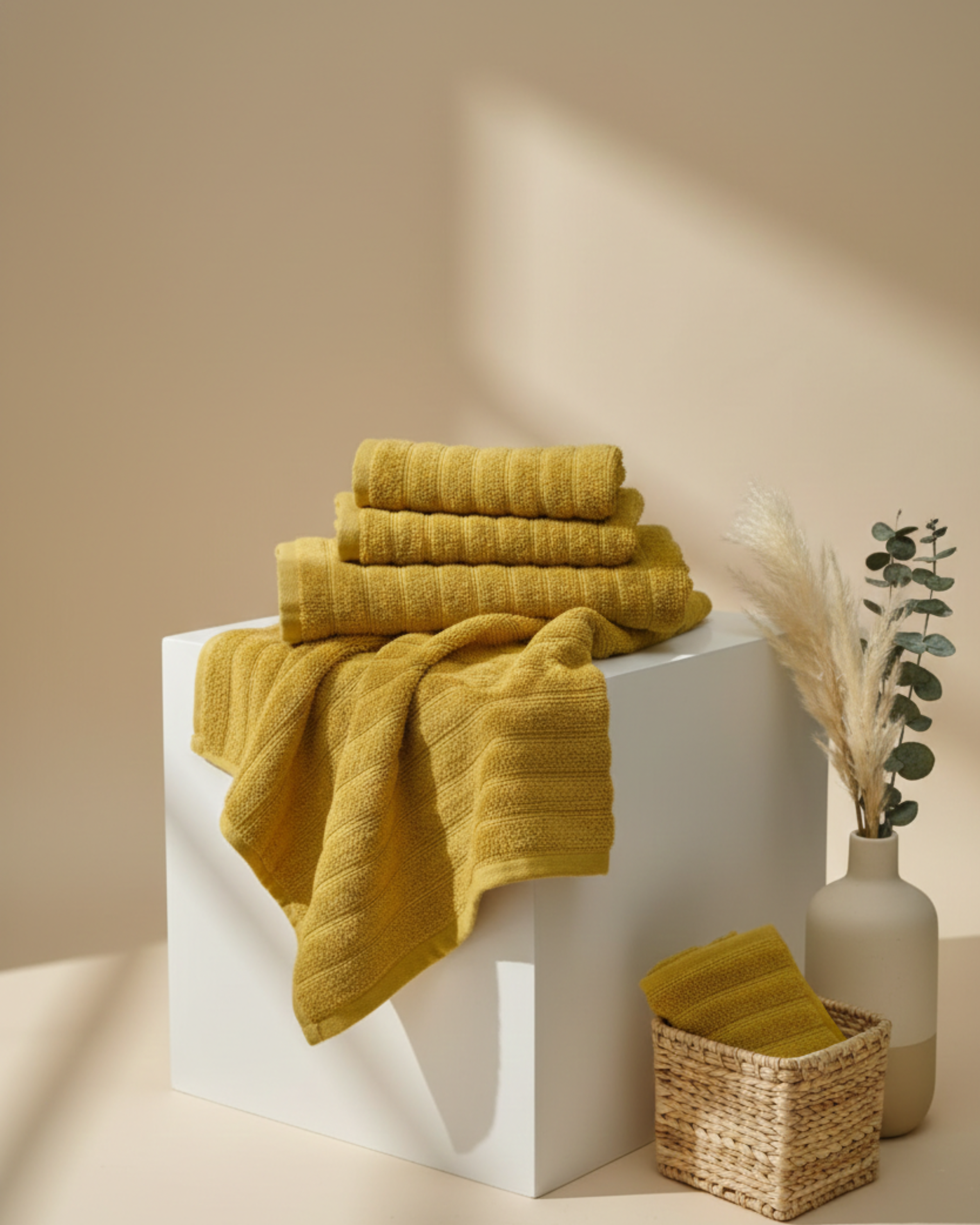 Mustard Ribbed Premium Cotton Hand Towel
