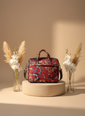 Ruby Red Multicolor Floral Print Handbag