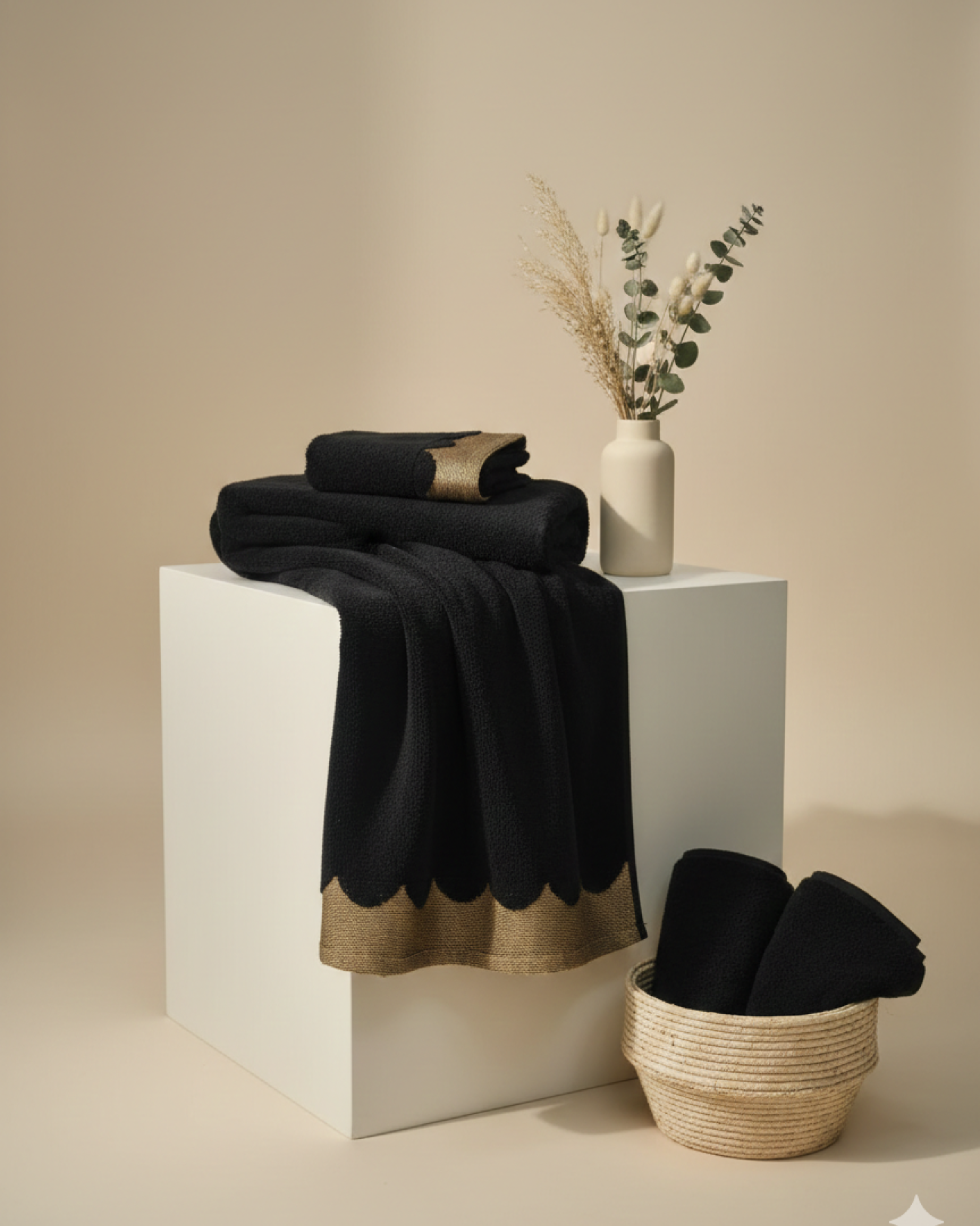 Black Heritage Gold Border Hand Towel