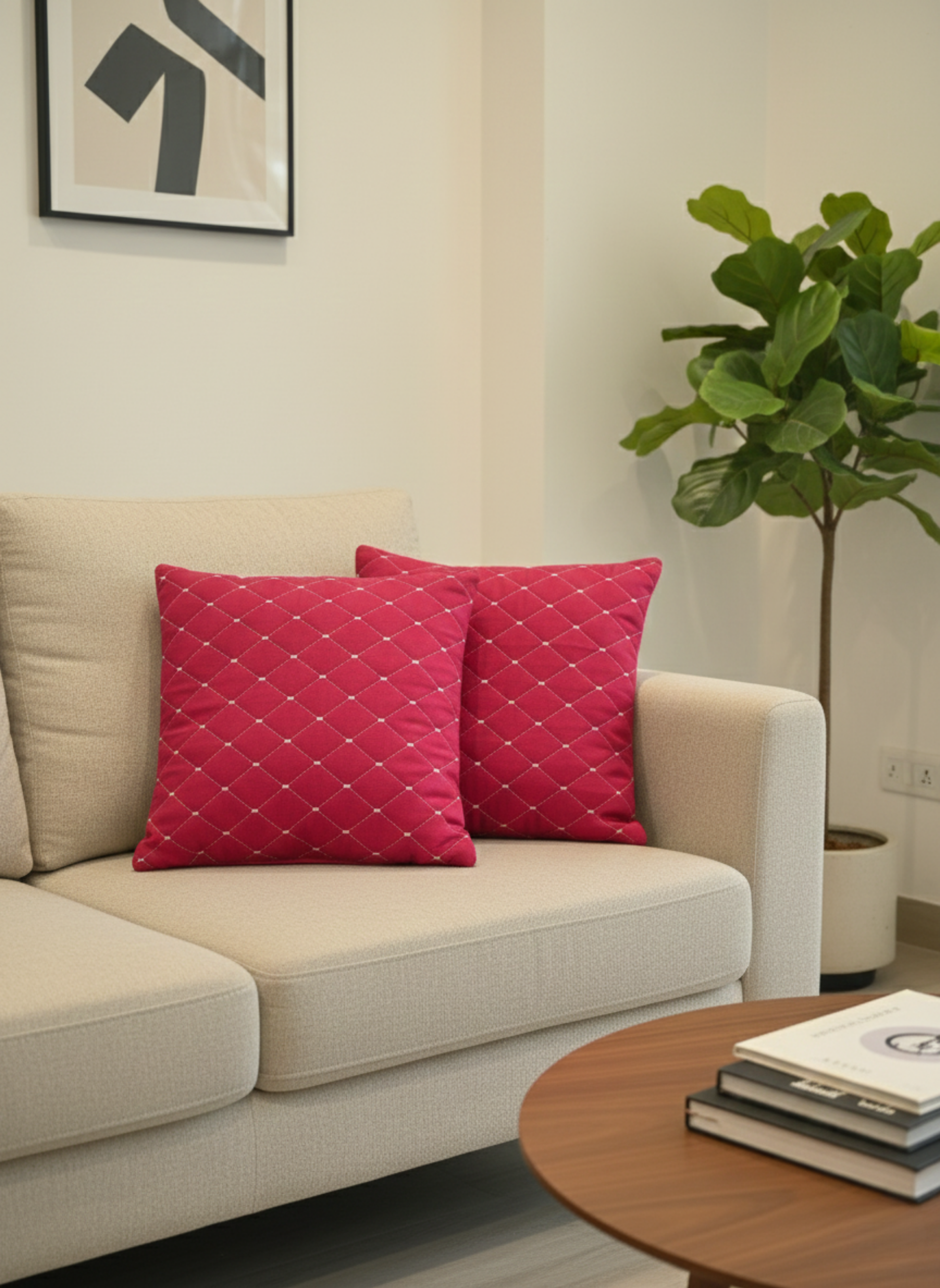 Pink Diamond Pattern Cushion Cover