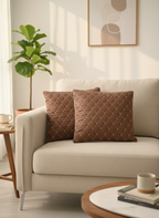 Brown Diamond Quilted Cushion Cover