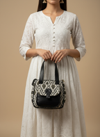 Black & White Triangle Print Handbag