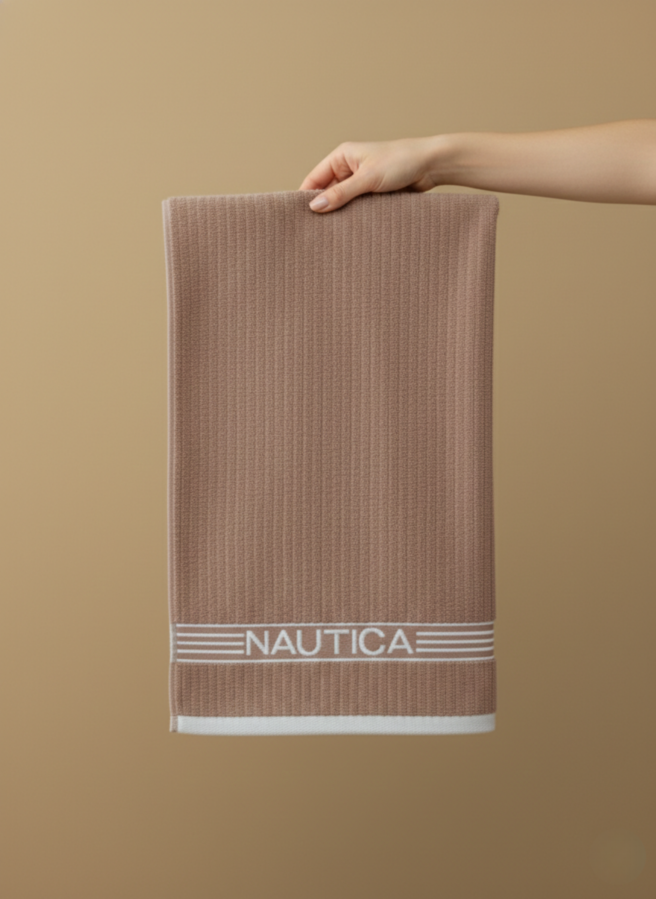 Premium Soft Cotton Hand & Bath Towel Set – Blush Beige Ribbed Design