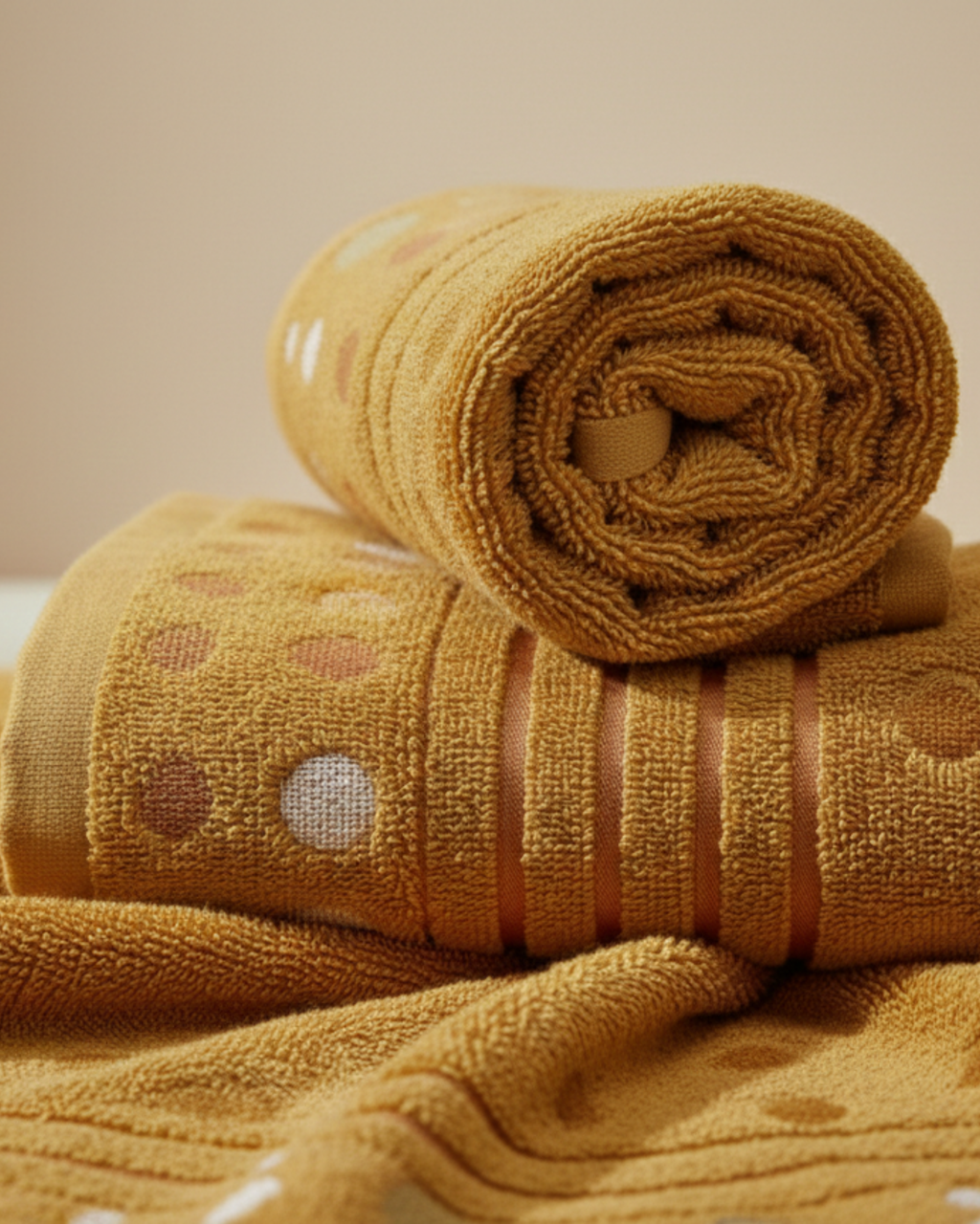 Golden Dots Premium Cotton Hand Towel