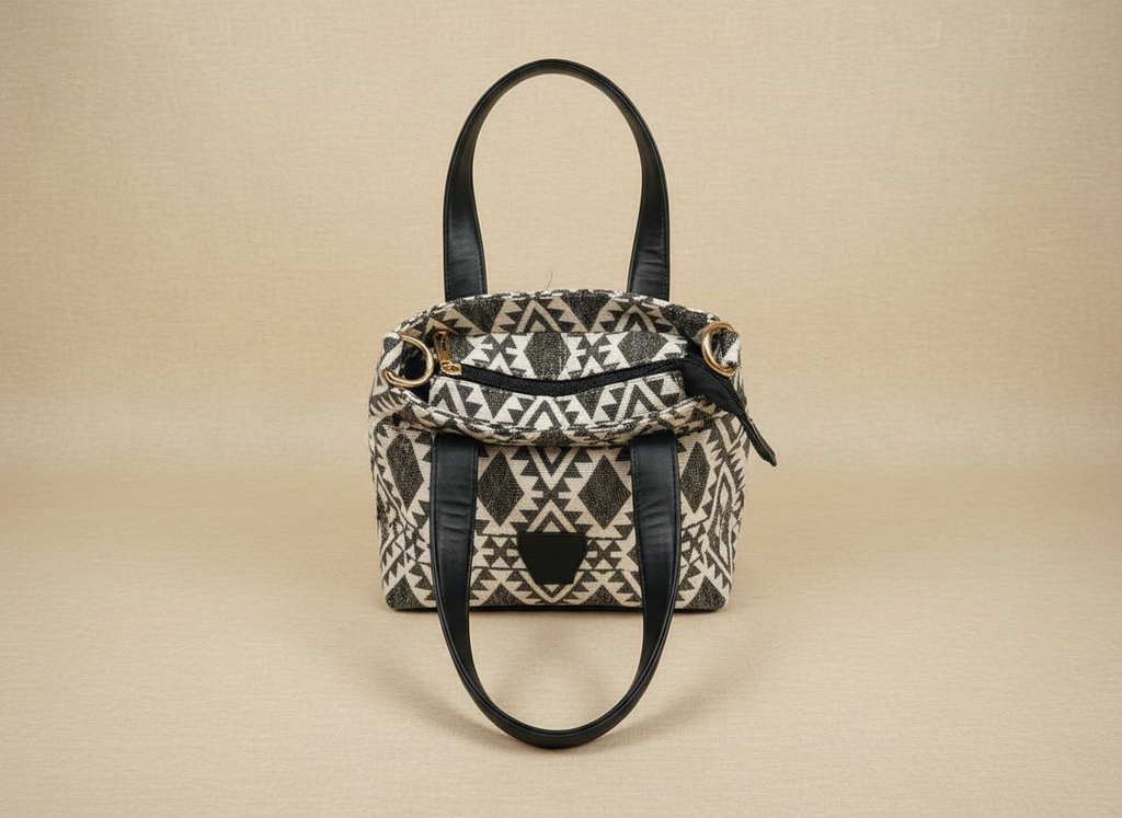 Black & White Triangle Print Handbag