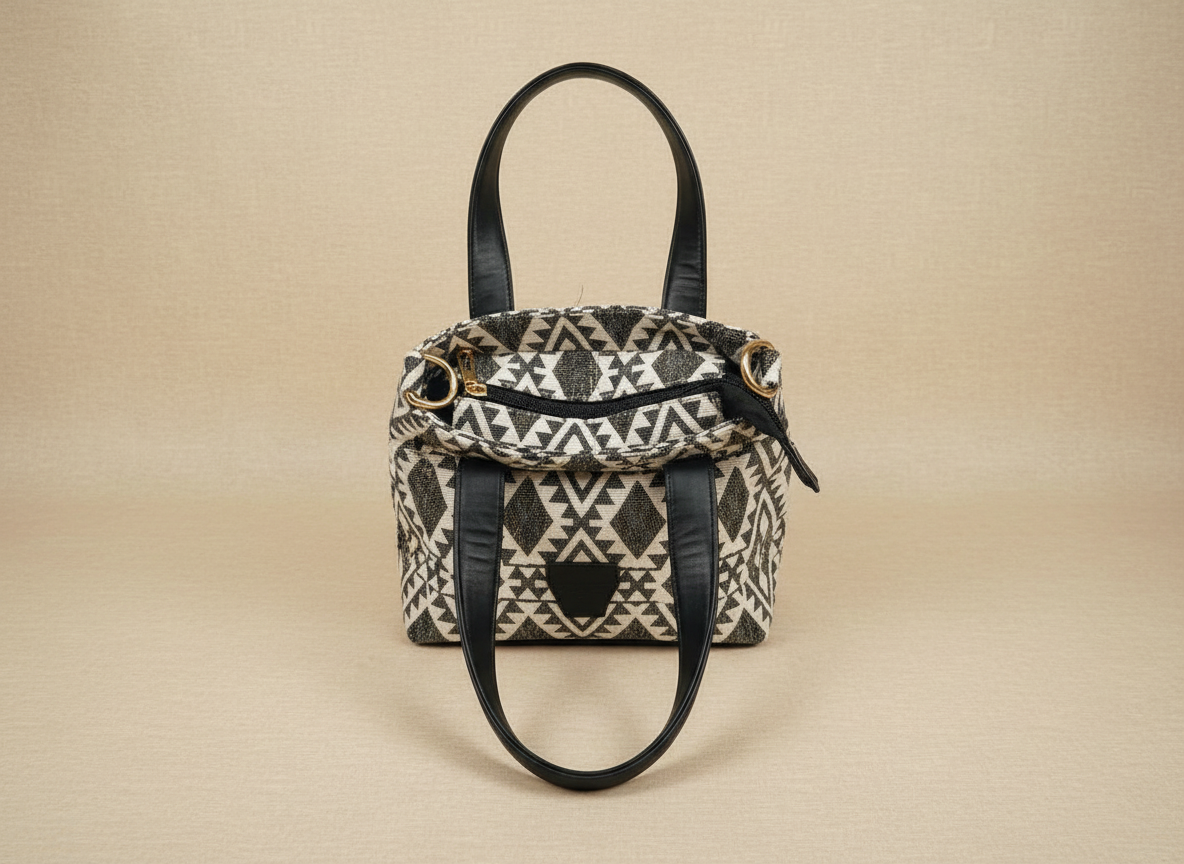 Black & White Triangle Print Handbag