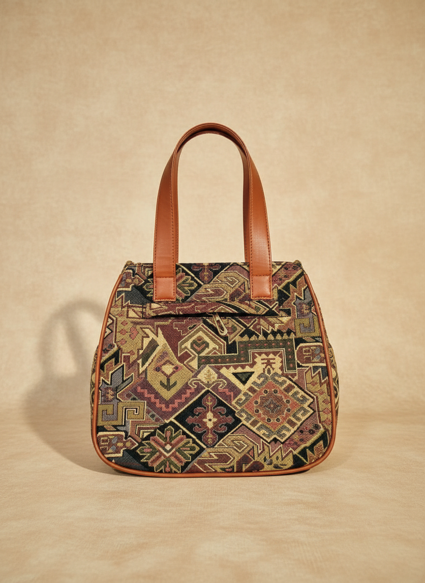 Tan Brown Boho Print Handbag