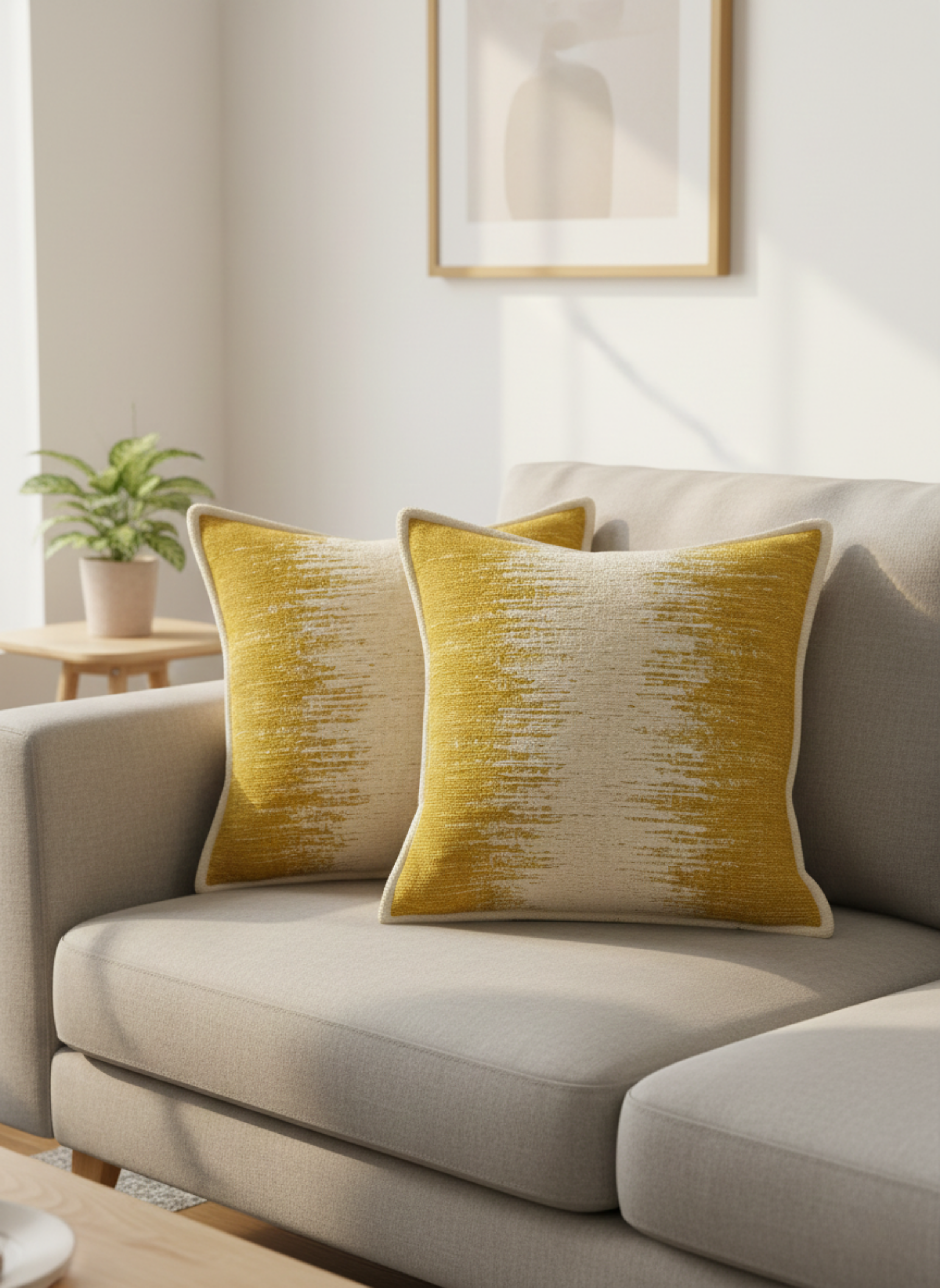 Mustard & Cream Abstract Gradient Cushion Cover