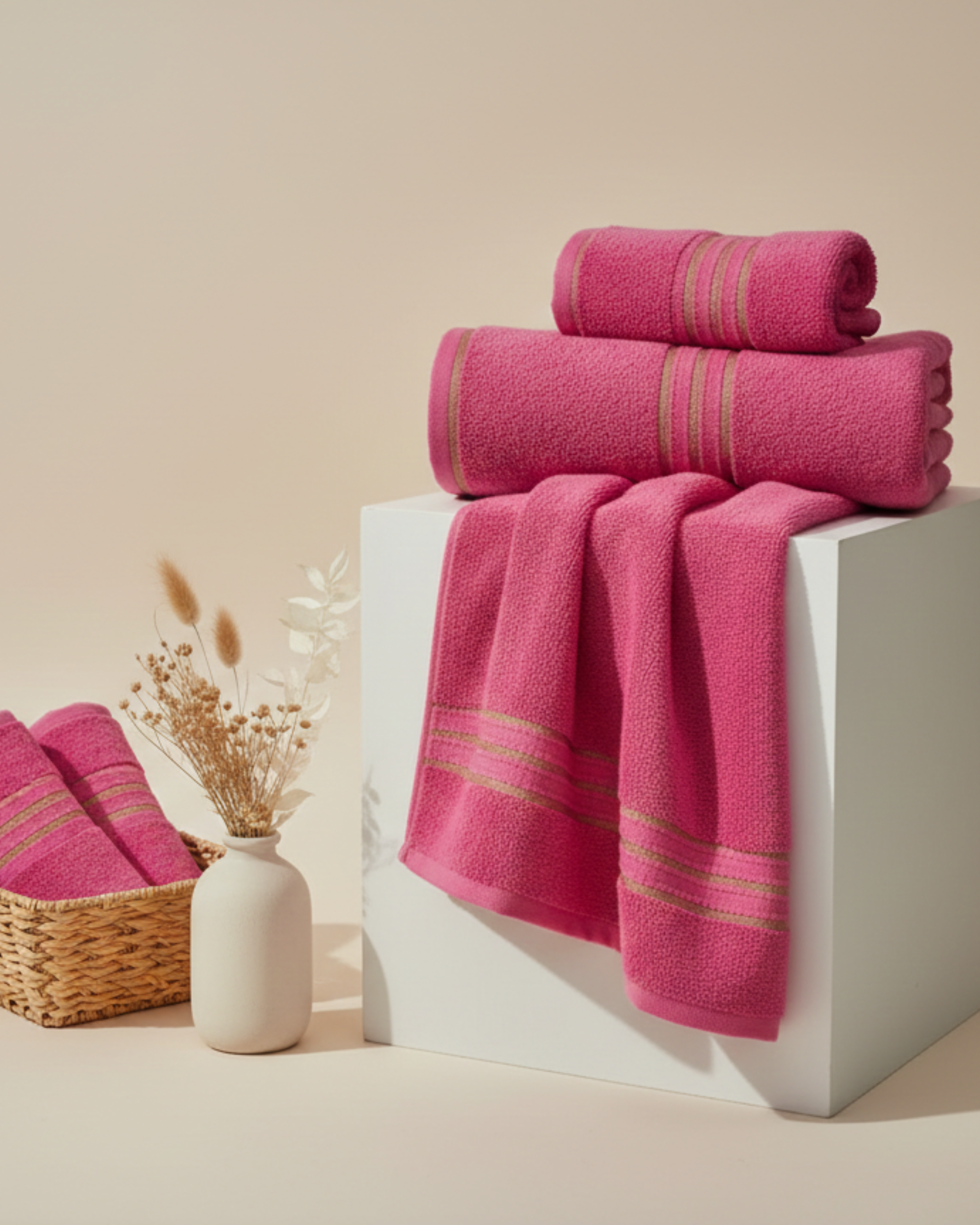 Blush Stripe Premium Cotton Hand Towel