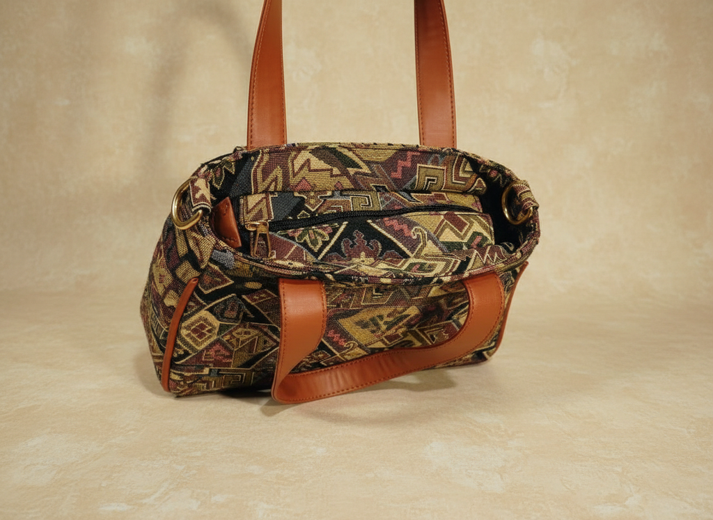 Tan Brown Boho Print Handbag