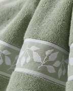 Premium Soft Cotton Hand & Bath Towel Set – Sage Green Leaf Design