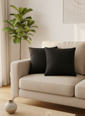 Black Textured Jute Cushion Cover – Solid Minimal Style