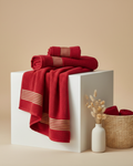 Crimson Stripe Premium Cotton Hand Towel