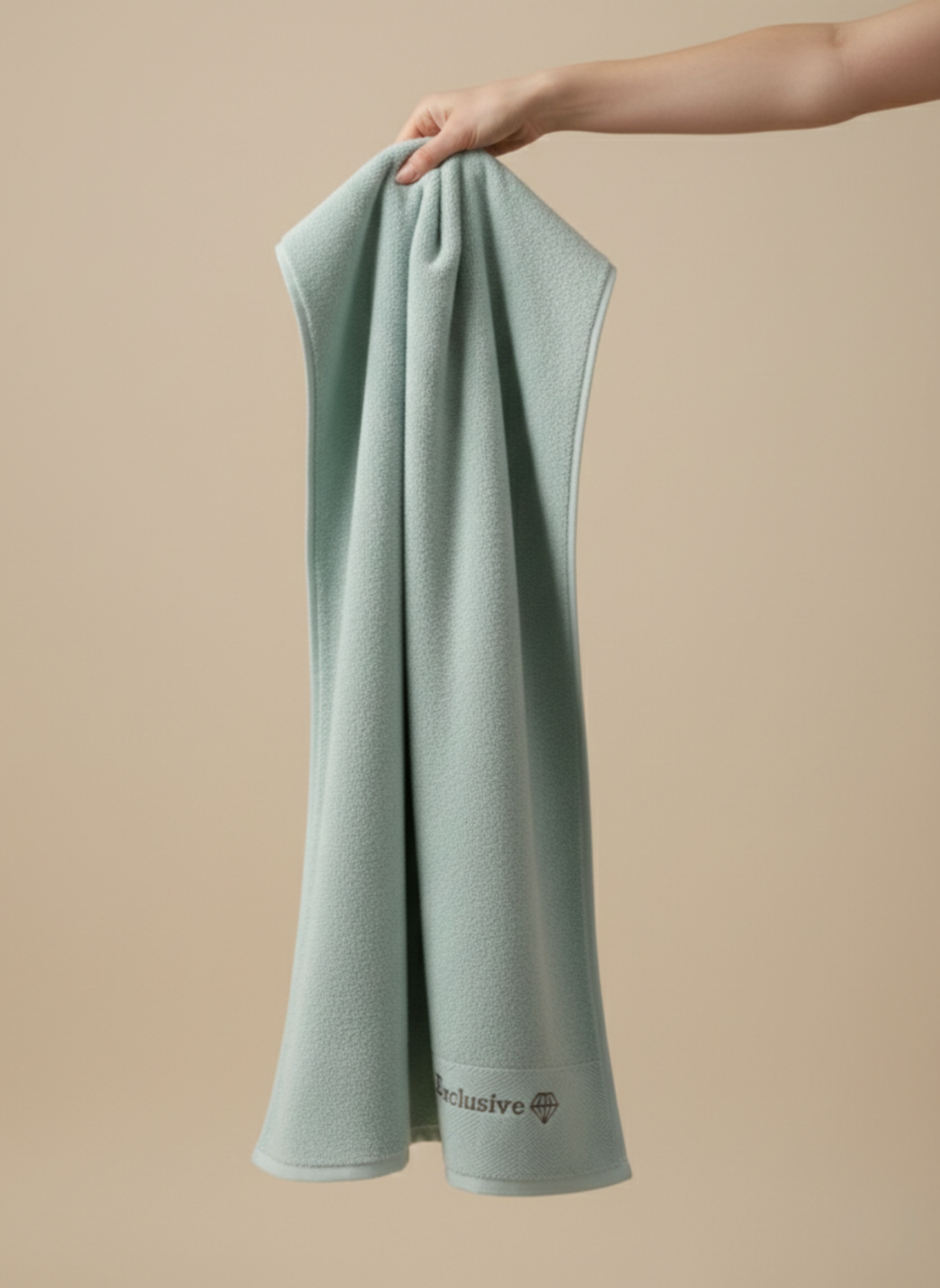 Premium Soft Cotton Hand & Bath Towel Set – Sage Green Textured Design