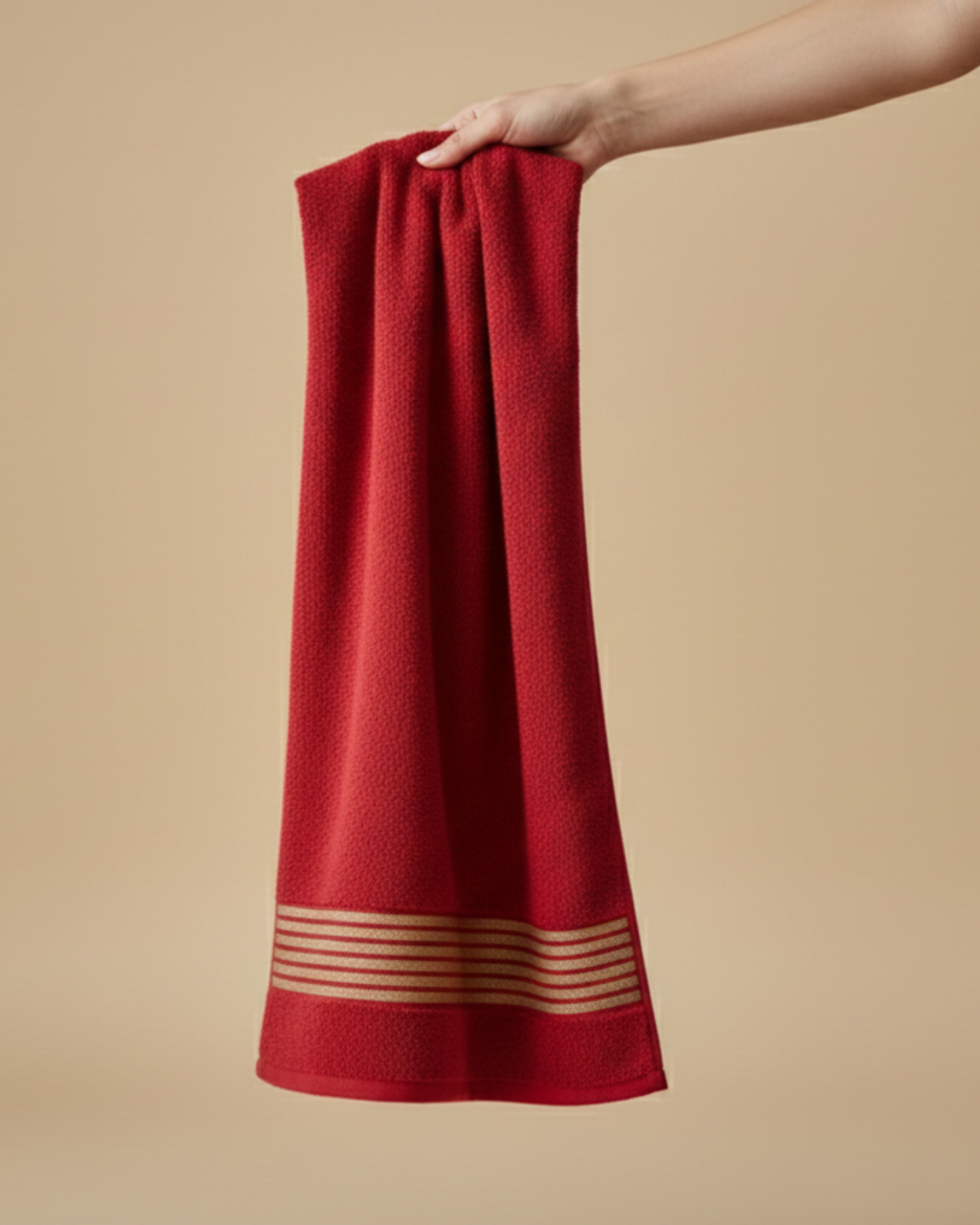 Crimson Stripe Premium Cotton Hand Towel