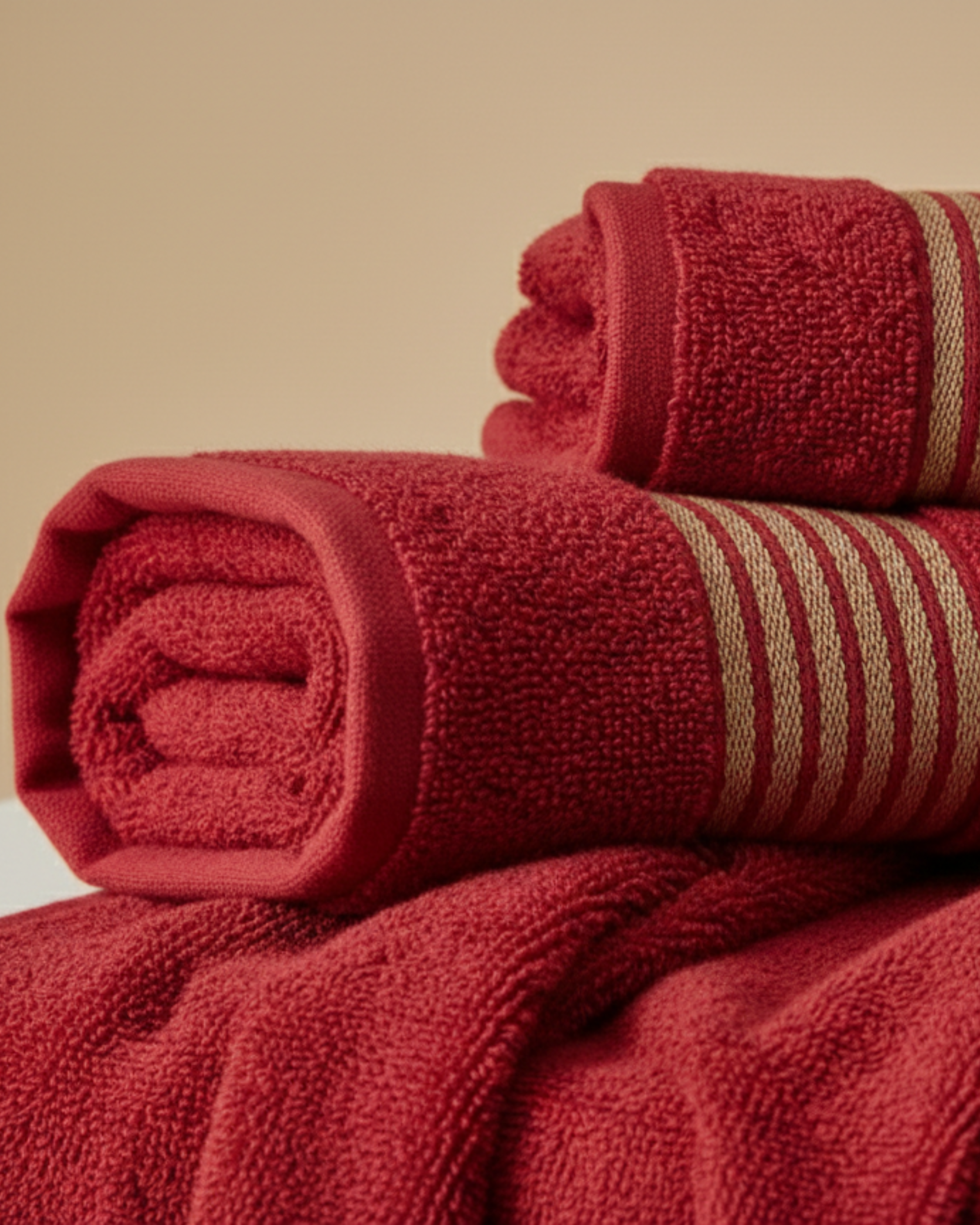 Crimson Stripe Premium Cotton Hand Towel