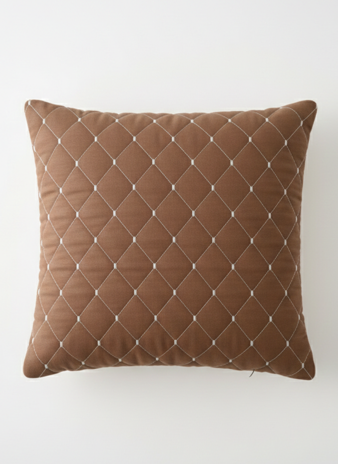 Brown Diamond Quilted Cushion Cover