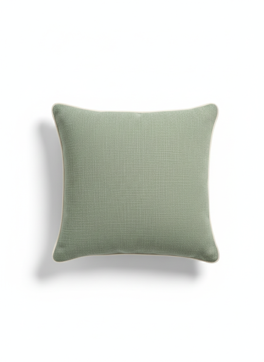 Sage Green Cushion Cover with White Piping