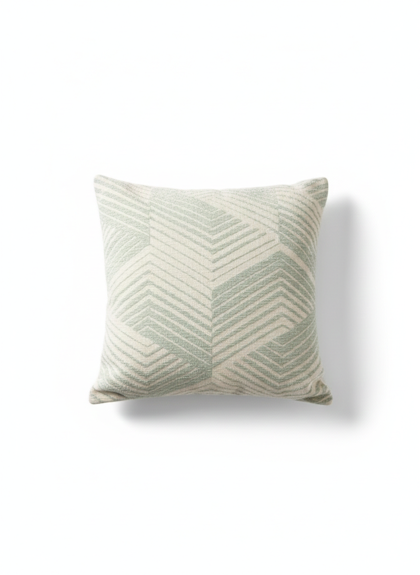Elegant Sage Green Geometric Textured Cushion Cover