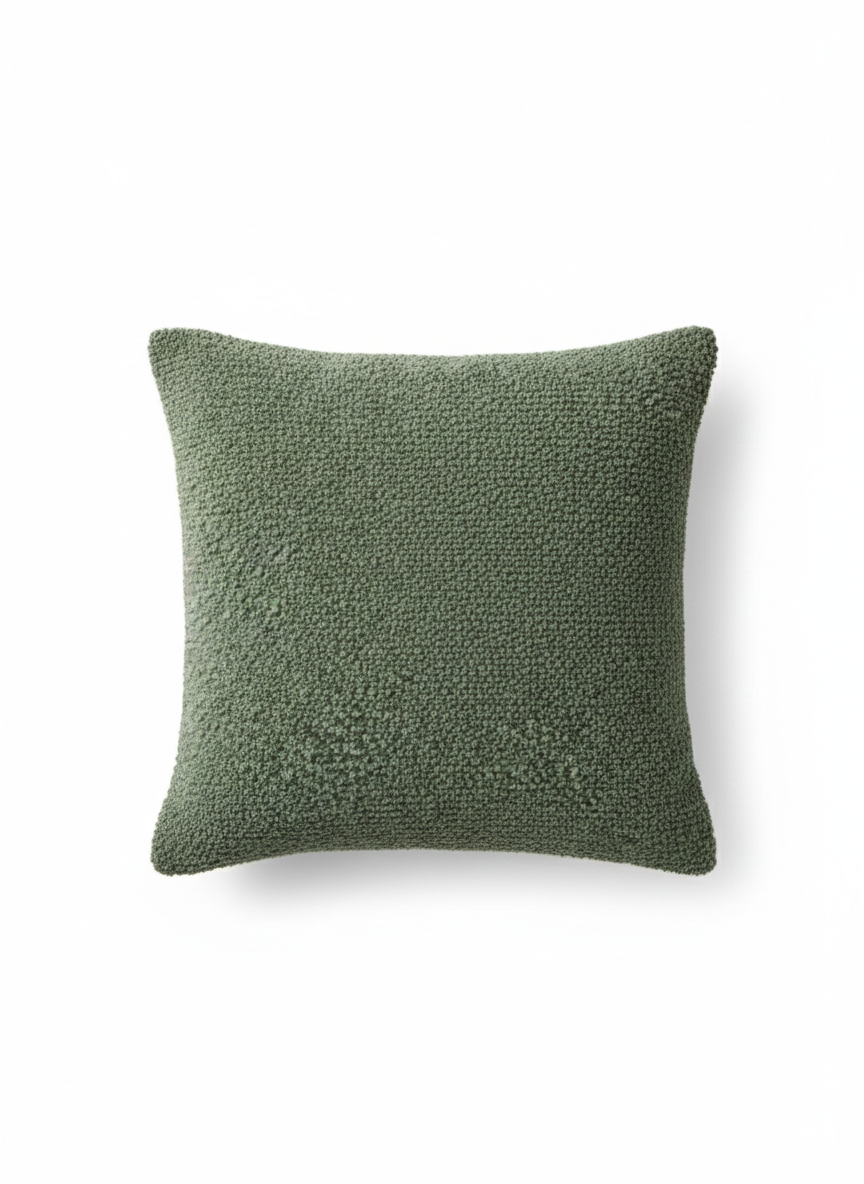 Olive Green Textured Cotton Cushion Cover – Minimal Solid Style