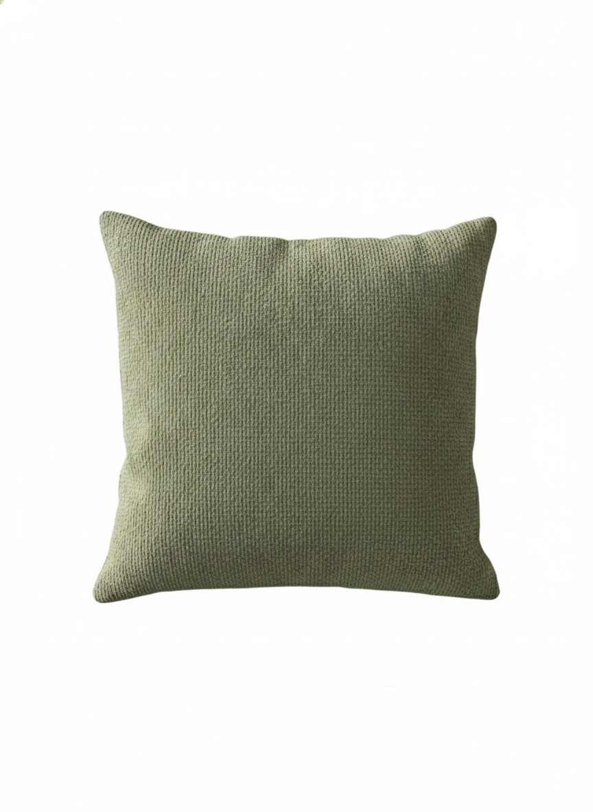 Sage Green Textured Jute Cushion Cover – Solid Minimal Style