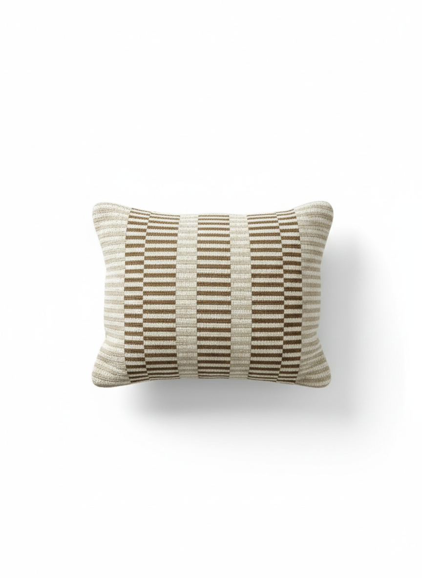 Brown and Cream Striped Cushion Cover