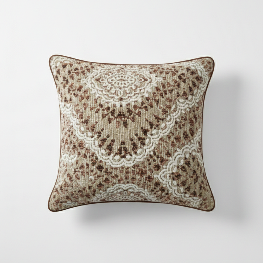 Earthy Brown Mandala Tapestry Cushion Cover
