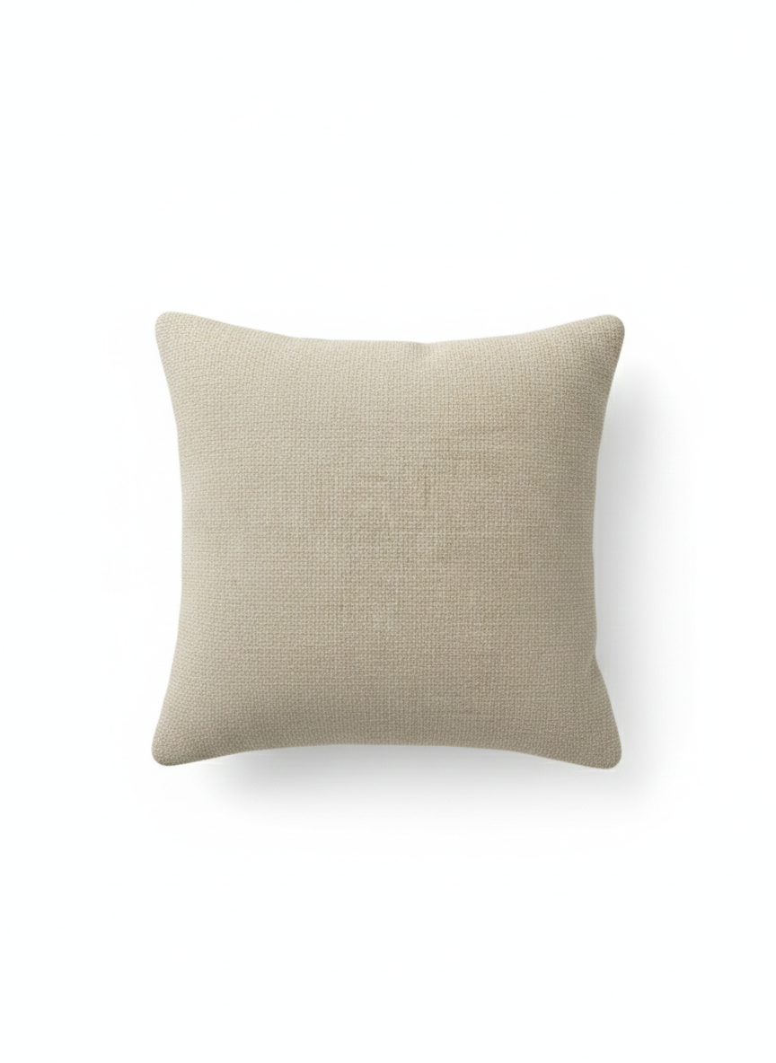 Natural Beige Textured Jute Cushion Cover – Minimal Solid Design