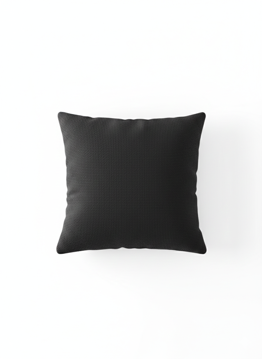 Black Textured Jute Cushion Cover – Solid Minimal Style