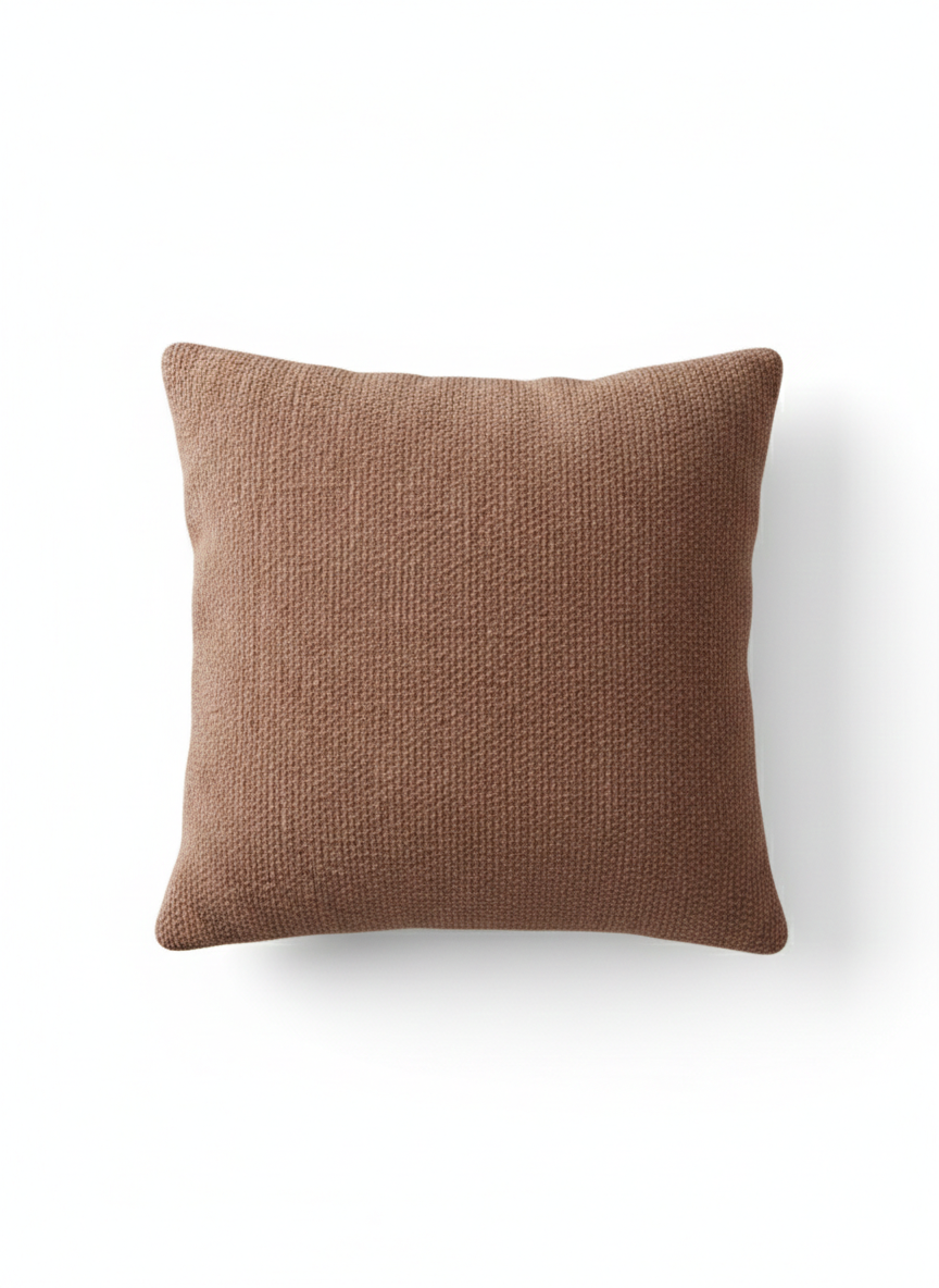 Cocoa Brown Textured Jute Cushion Cover – Solid Minimal Style