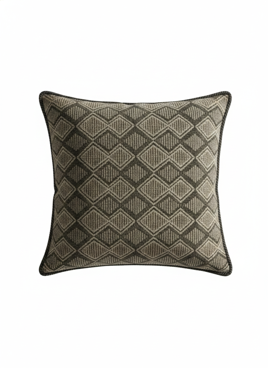 Gray Geometric Diamond Textured Cushion Cover