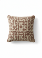 Terracotta & Cream Geometric Tile-Pattern Cotton Cushion Cover