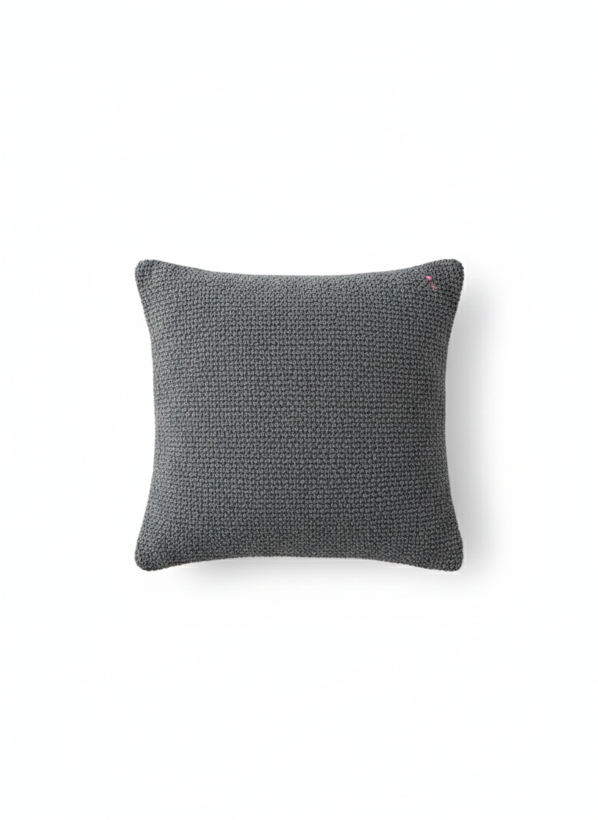 Grey Textured Cotton Cushion Cover – Solid Minimal Design