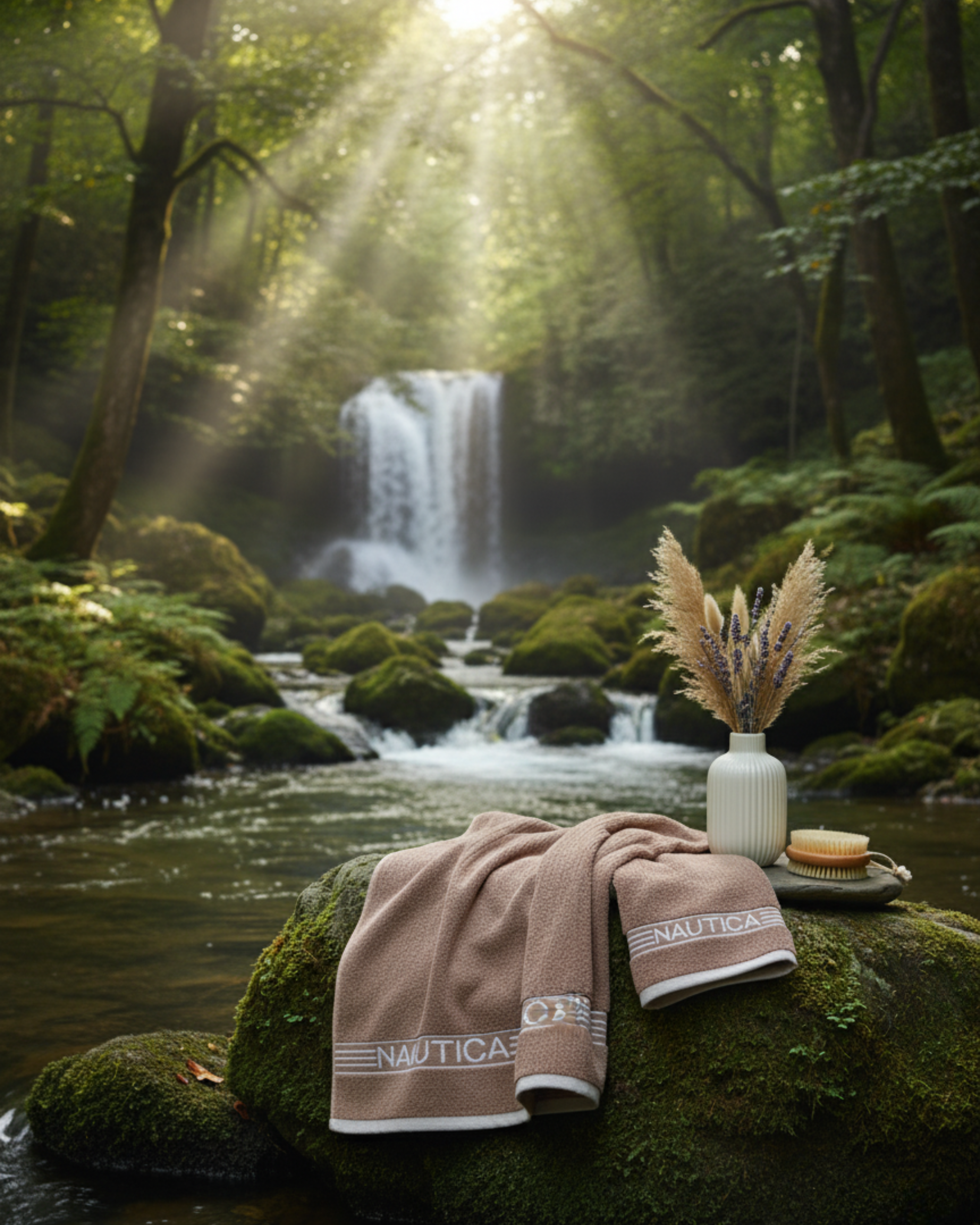 Premium Soft Cotton Hand & Bath Towel Set – Blush Beige Ribbed Design