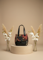 Black Floral Embroidered Handbag